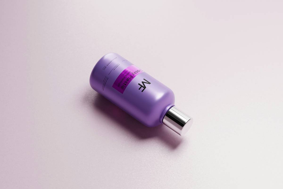 Glossy Plastic Cosmetic Bottle Mockups, download PSD mockup from https://mockupfree.net